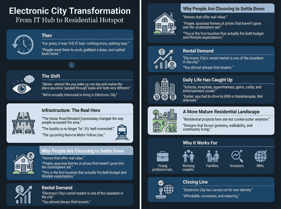 Electronic city transformation from IT hub to residential hotspot