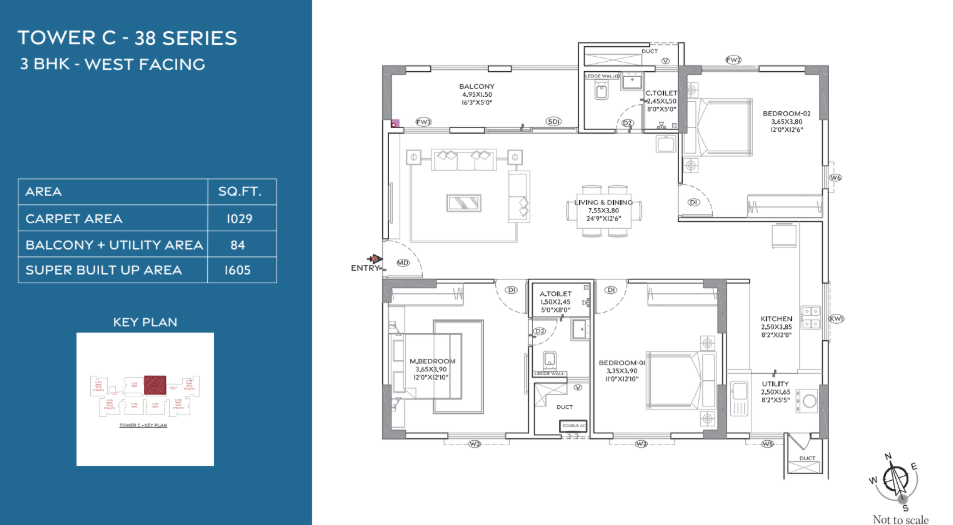 TRIFECTA VANTO PHASE 2 – 3 BHK flats in Sarjapur Road, Bangalore — 3 BHK Floor Plan