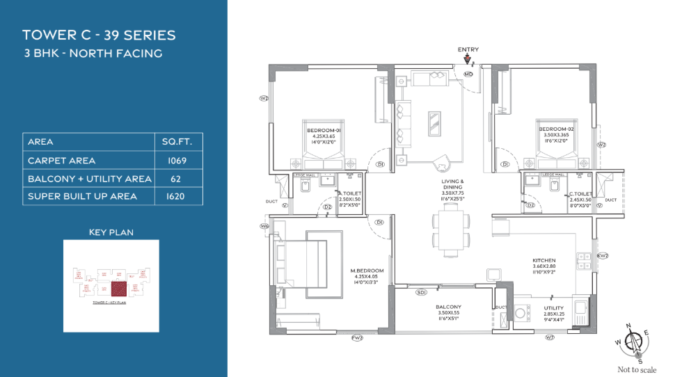 TRIFECTA VANTO PHASE 2 – 3 BHK flats in Sarjapur Road, Bangalore — 3 BHK Floor Plan