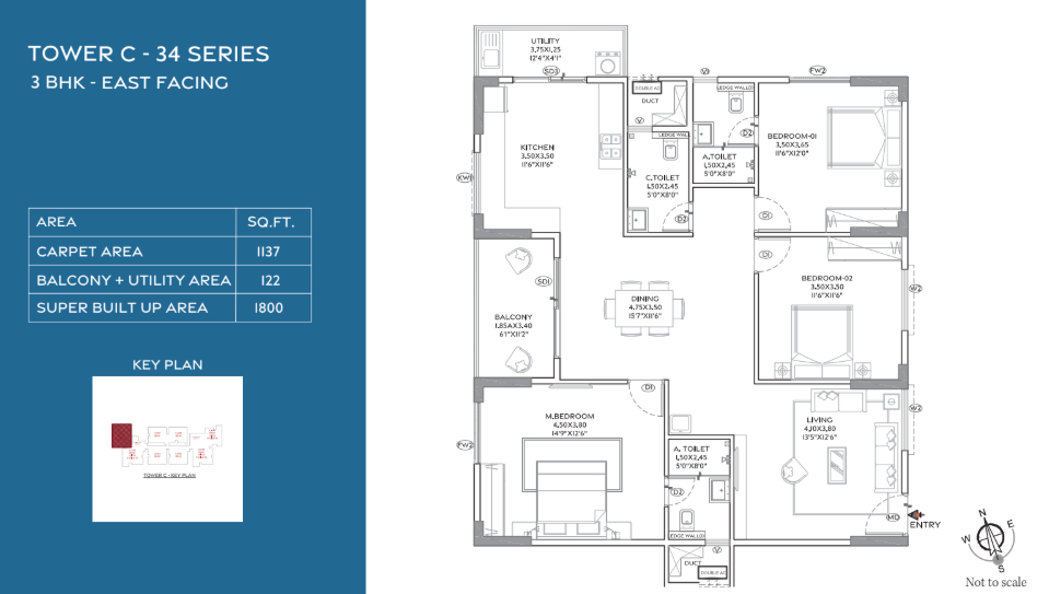 TRIFECTA VANTO PHASE 2 – 3 BHK flats in Sarjapur Road, Bangalore — 3 BHK Floor Plan