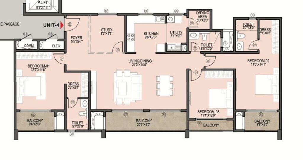 Mana Skanda The Right Life – 2, 3 & 4 BHK Apartments in Sarjapur–Varthur Road, Bangalore — 3.5 BHK Floor Plan